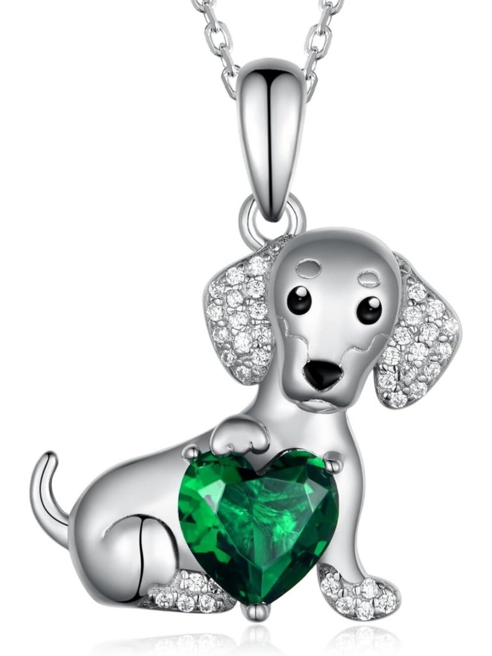 Sterling Silver Dog Pendant Necklace for Yorkie, Pug, Dachshund - Pet Lover